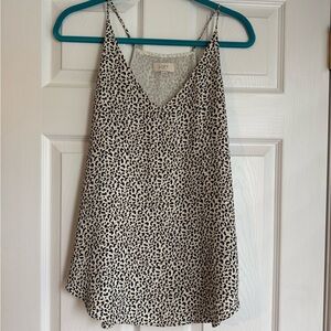 LOFT Cream and Black Leopard Print Spaghetti Strap Cami